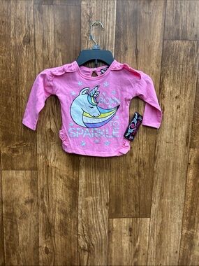 NWT Real Love Pink 'Born to Sparkle' Unicorn Long-Sleeve Tee for Kids